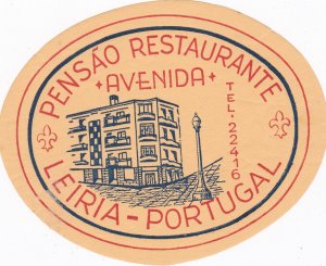 Portugal Leiria Pensao Restaurante Avenida Luggage Label sk2127