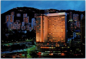 VINTAGE CONTINENTAL SIZE POSTCARD THE HONG KONG HILTON HOTEL c. 1970s