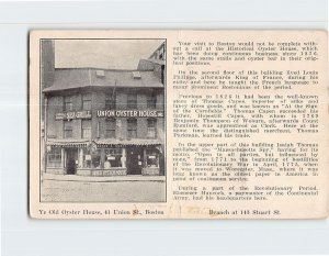 Postcard Ye Old Oyster House, Boston, Massachusetts