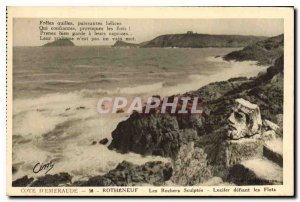 Postcard Old Emerald Coast Rotheneuf the Sculptes lucifer defying the rocks W...