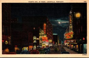 Kentucky Louisville Fourth Avenue At Night 1941