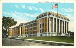 Albany New York~Flag Waves Over Albany High School~1910~Postcard
