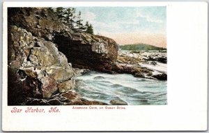 Anemone Cave Ocean Drive Bar Harbor Maine ME Rocks Wavers Attraction Postcard