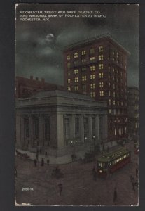 NY ROCHESTER Trust and Safe Deposit Co National Bank at Night pm1910 ~ DB