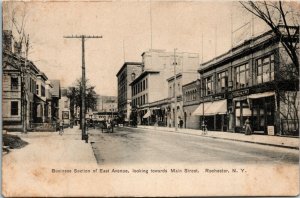 Postcard NY Rochester Business Section of East Avenue Street-view C.1905 M27