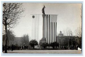 c1910's USA Sailor Welcome Plaza Montevideo Uruguay RPPC Photo Antique Postcard 