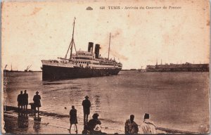 Tunisia Tunis Arrivee du Courrier de France Vintage Postcard C156