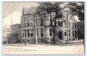 c1905 Seaside Club Building Street Corner Man Dirt Road Bridgeport CT Postcard