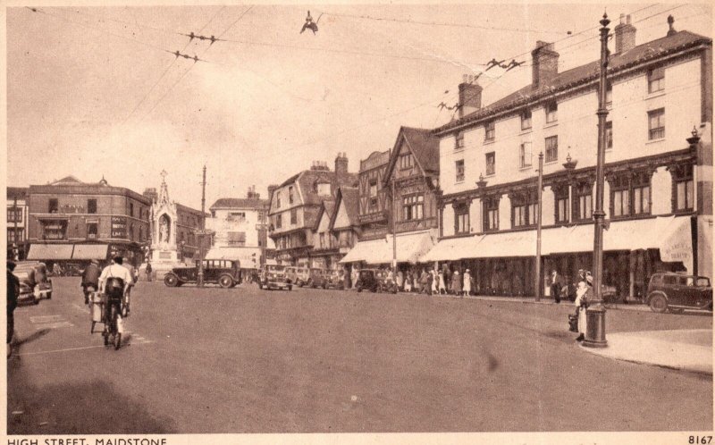 Vintage Postcard High Street Pedestrian-Friendly Environment Maidstone England