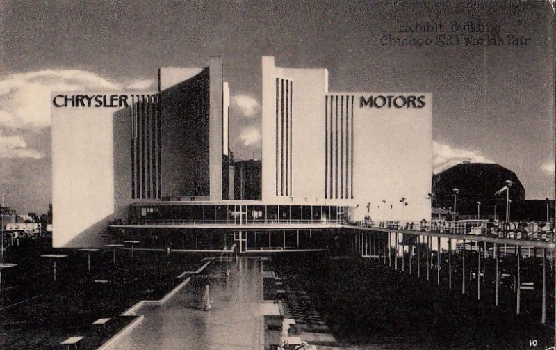 Postcard Chrysler Motors Exhibit Building Chicago World's Fair 1933 IL