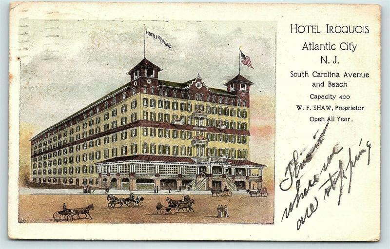 Postcard NJ Atlantic City 1911 View Hotel Iroquois B11