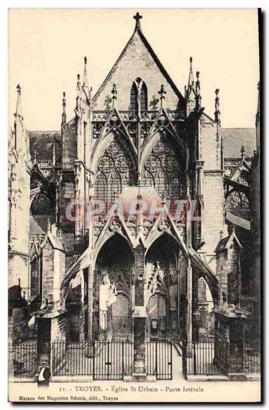 Postcard Old Church St Urbain Troyes Gate Lateral