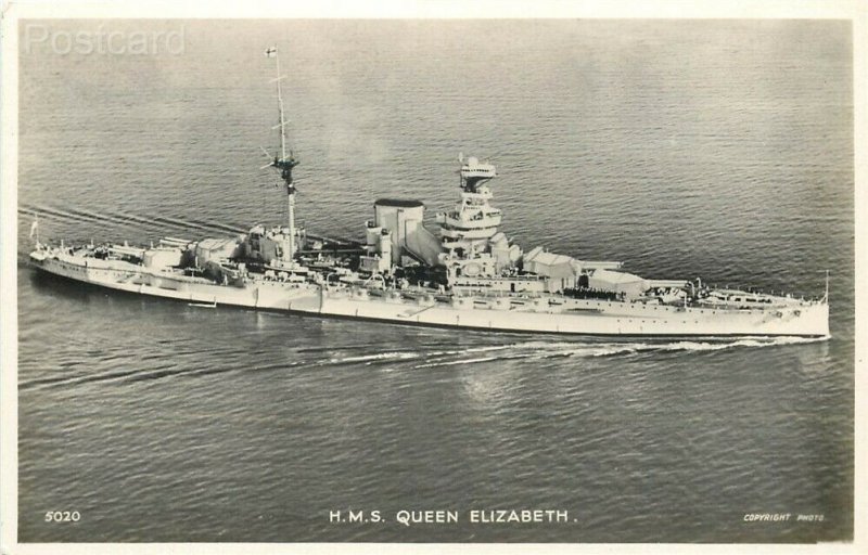 Military, H.M.S. Queen Elizabeth, No. 37-2, RPPC