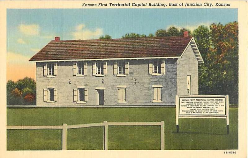 Linen Card of Kansas First Territorial Capitol Building near Junction City