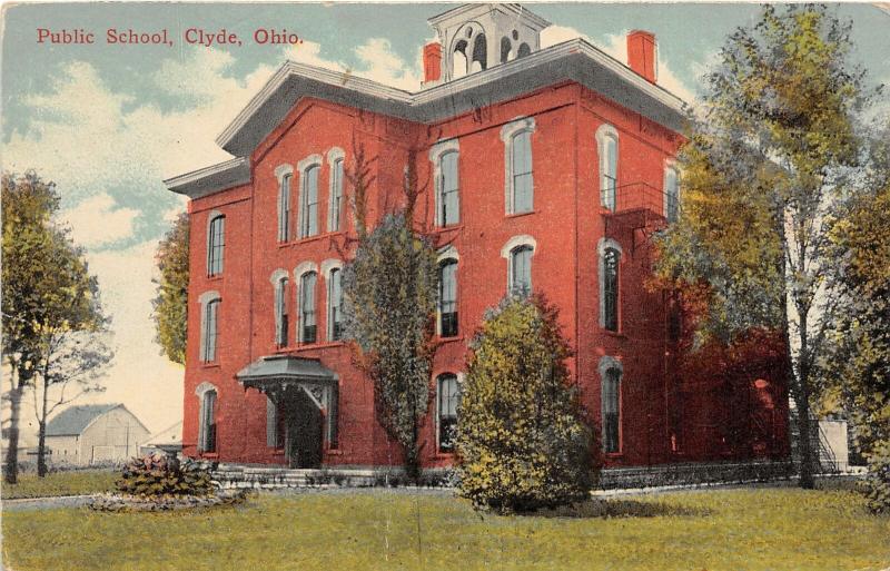 F36/ Clyde Ohio Postcard 1925 Public School Building