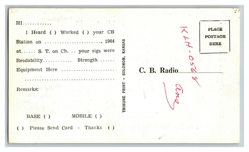 Postcard QSL Radio Card From Solomon Kansas KLH5440 