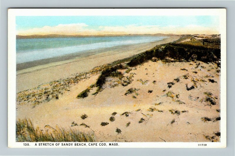 Cape Cod MA-Massachusetts Stretch Of Sandy Beach, Vintage Postcard