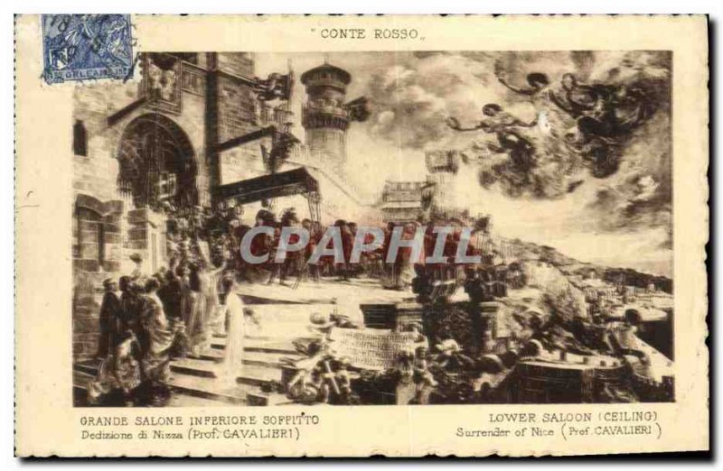 Postcard Old Conte Rosso Lower Saloon Surrender of Nice