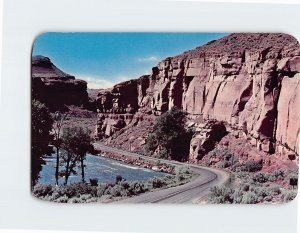 Postcard Red Grade and Wind River on Highway U. S. 287 Wyoming USA