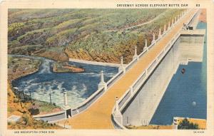 Driveway Across Elephan Butte Dam Hot Springs NM New Mexico Linen Postcard