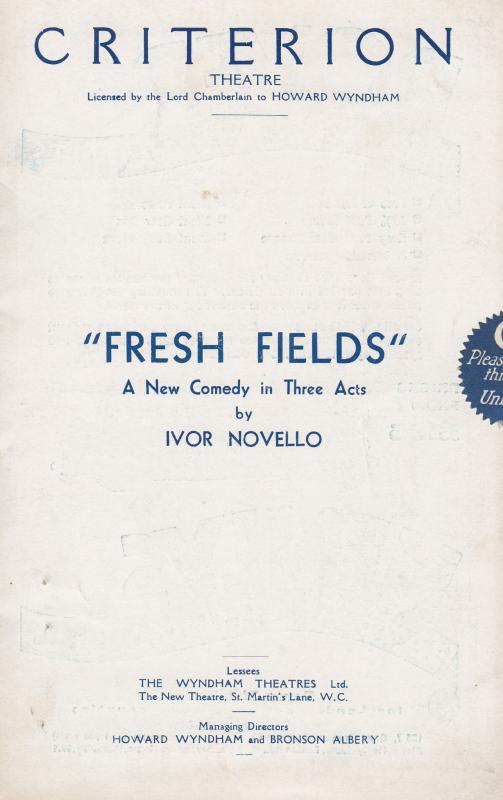 Fresh Fields Ivor Novello Criterion Comedy London Theatre Programme