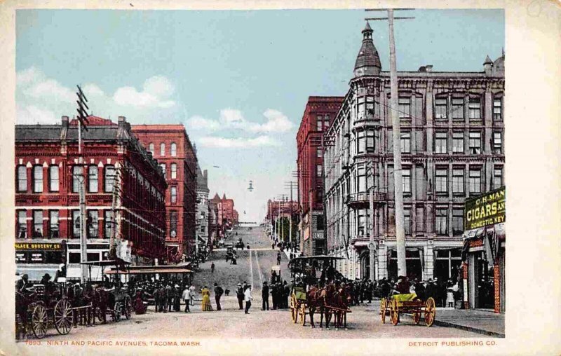 Ninth & Pacific Avenues Tacoma Washington 1905c postcard