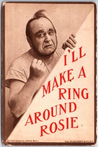 VINTAGE POSTCARD I'LL MAKE A RING AROUND ROSIEANGRY HUMOR BY COLONIAL ART 1910