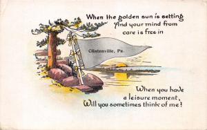 CLINTONVILLE PENNSYLVANIA~WHEN THE GOLDEN SUN IS SETTING..POEM~PENNANT POSTCARD