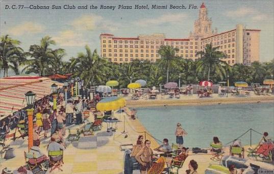 Florida Miami Beach Roney Plaza Cabana Sun Club And The Roney Plaza Hotel Wit...