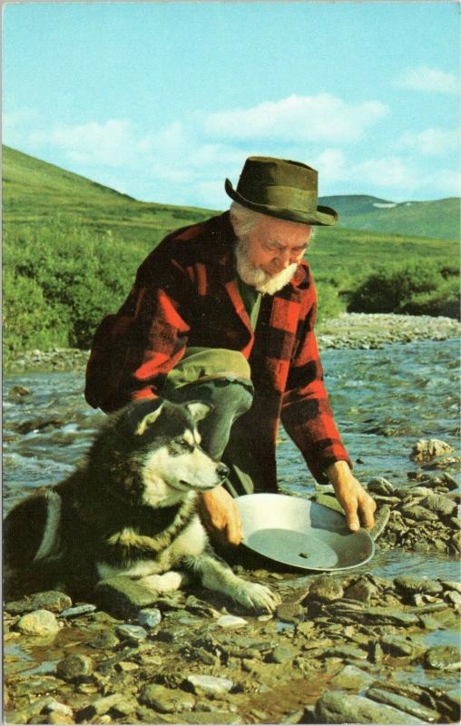 Herb Engstrom - panning for gold with dog in Nome Alaska