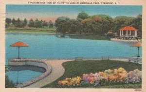 Syracuse NY, New York - Hiawatha Lake in Onondaga Park - pm 1958 - Linen