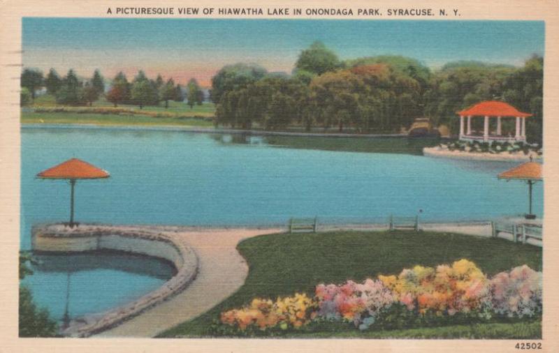 Syracuse NY, New York - Hiawatha Lake in Onondaga Park - pm 1958 - Linen