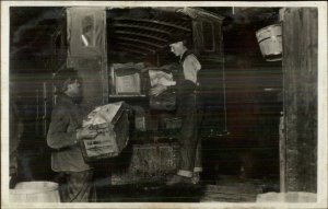 Work Labor Men Load Wooden Boxes Crates Onto Truck Real Photo Postcard c1910