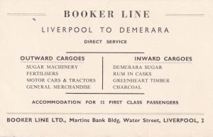 Booker Line Liverpool Docks to Demerra Ship Advertising Postcard