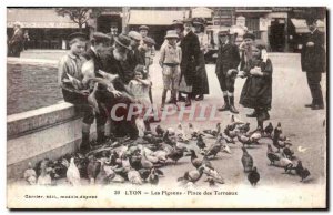 Lyon Old Postcard Pigeons Place Bellecour TOP