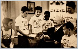 West Branch Iowa 1960s Postcard Herbert Hoover Presidential Library Boys Club