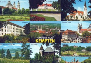 VINTAGE CONTINENTAL SIZE POSTCARD GREETINGS FROM KEMPTEN GERMANY