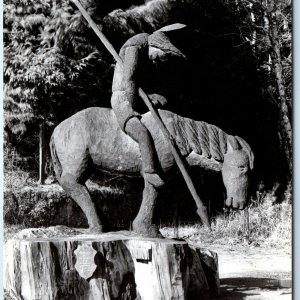 c1940s Klamath CA Carved Indian RPPC Native Giant Redwood Tree Mystery Park A165