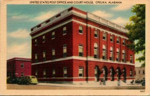 Opelika Alabama AL Court House and Post Office Unused UNP Vtg Linen Postcard