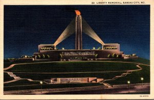 Missouri Kansas City Liberty Memorial At Night 1940 Curteich