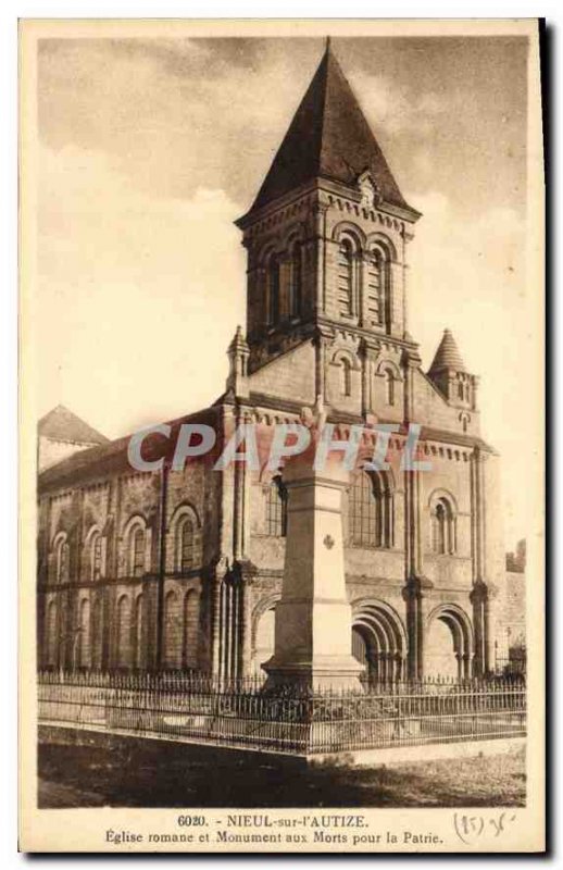 Old Postcard Nieul on the Romanesque church and monument to l'Autize died for...