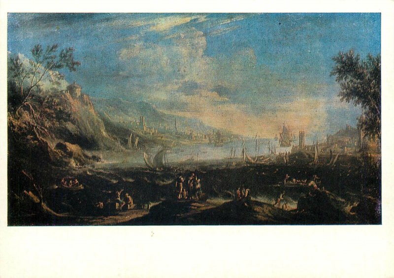 Russia Painting art Drawing Postcard art  coastal landscape army on shore