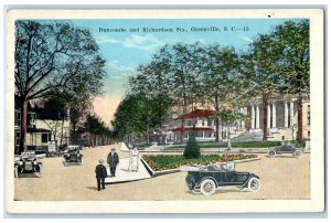 c1920s Buncombe And Richardson Streets Greenville South Carolina SC Car Postcard