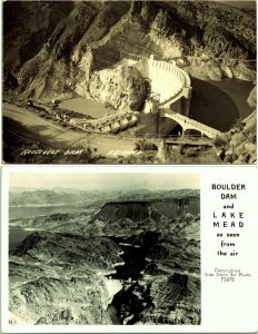 RPPC Lot of 2 Dam Photo Postcards Roosevelt & Boulder Aerial View