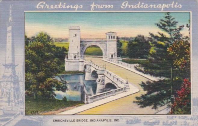 Indiana Indianapolis Greetings From Showing Emrichsville Bridge 1942