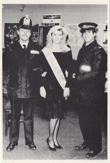 Miss World at Iceland Basingstoke 1988 Limited Edition Policeman Postcard