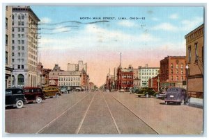 1943 North Main Street Exterior Building Classic Cars Lima Ohio Vintage Postcard