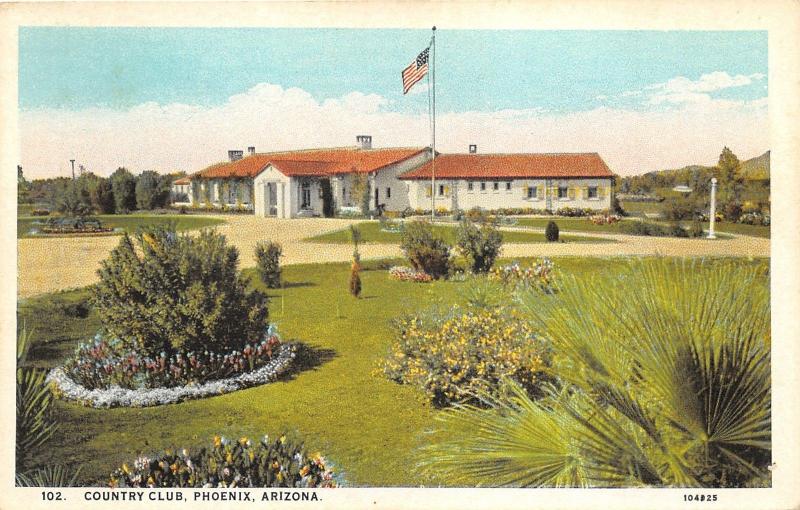 Phoenix Arizona~Country Club House~Beautiful Flower Gardens~Flag~Central News Pc