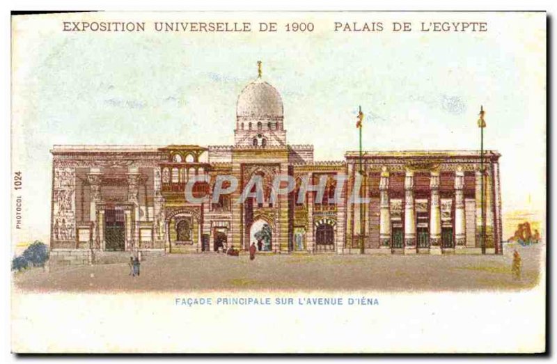 Old Postcard From 1900 Expo Paris Palais De L & # 39Egypte Main facade on & #...