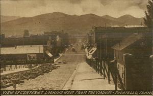 Pocatello ID Center St. West From Viaduct c1910 Postcard